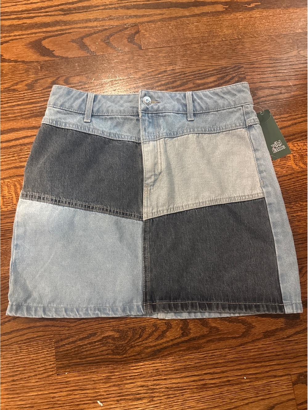 NWT Wild Fable Patchwork Denim Skirt 100% Cotton Size 6